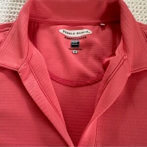 Pebble Beach Performance Polo Shirt Red Coral Golf Casual Lightweight